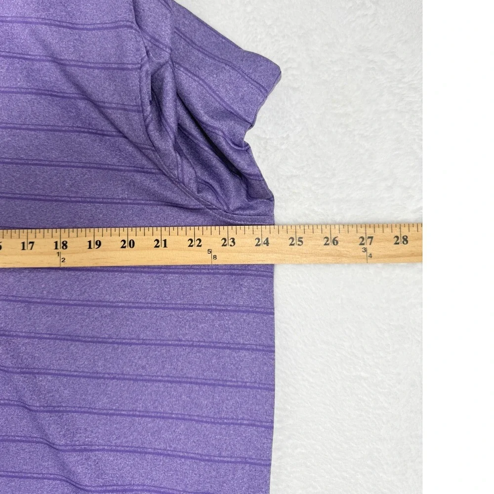 Walter Hagen Mens‎ Purple Striped Golf Polo Shirt Large Performance Short Sleeve